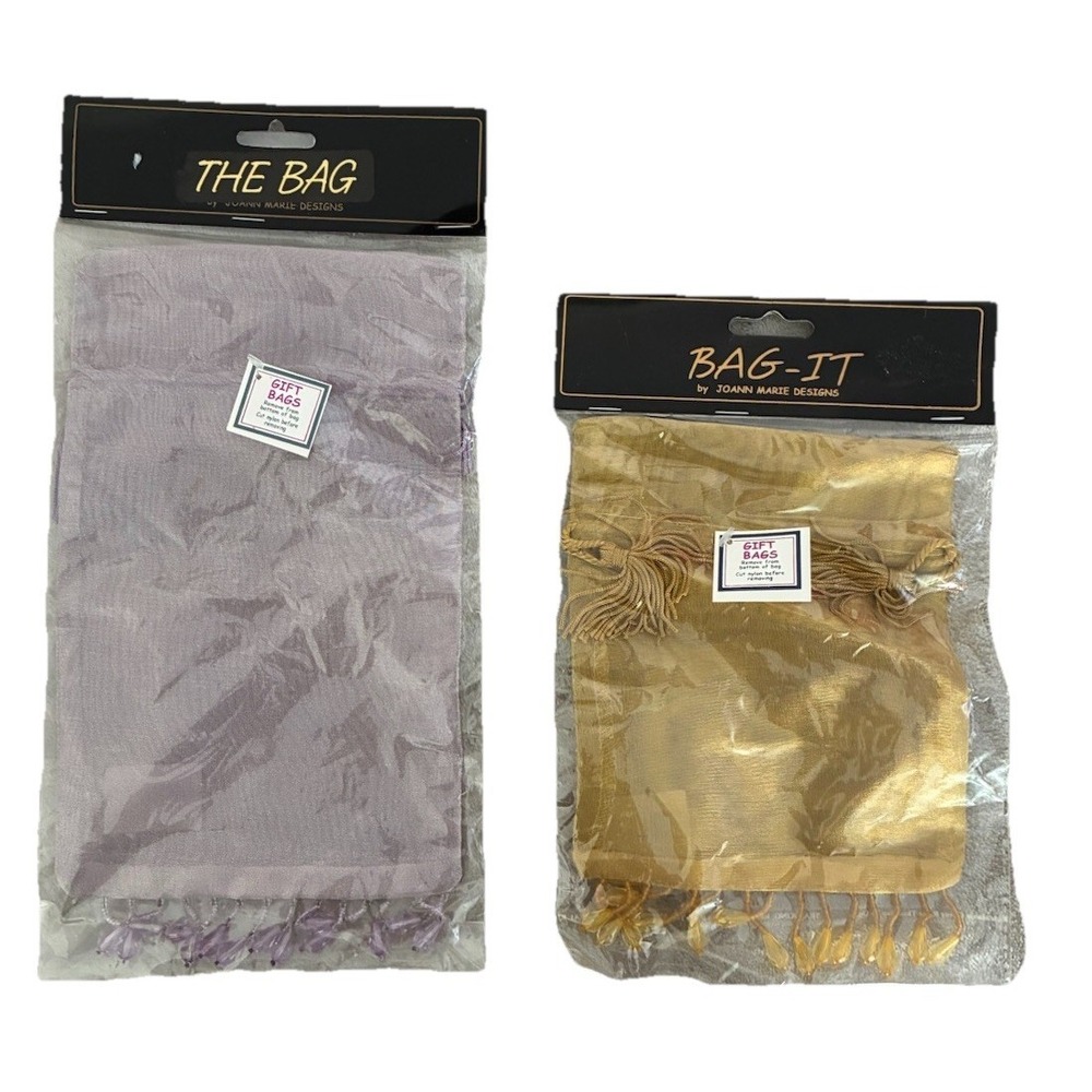 Joann‎ Marie Designs Gift Bag Organza Tassels Beaded Sheer (2) Vintage NEW